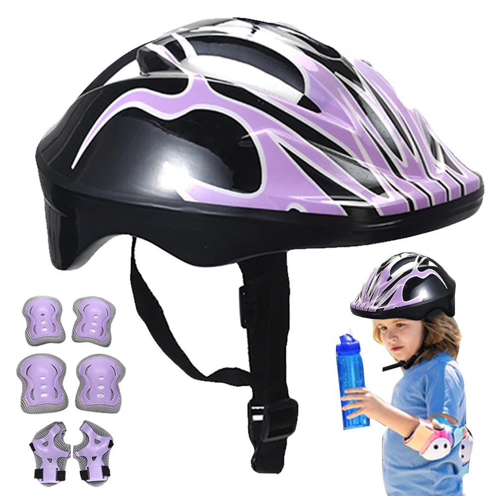 Kids Safety Helmet Knee Elbow Pad Set Toddler Helmet with Protective Gear Set for Bicycle Cycling Skateboard Scooter Skating