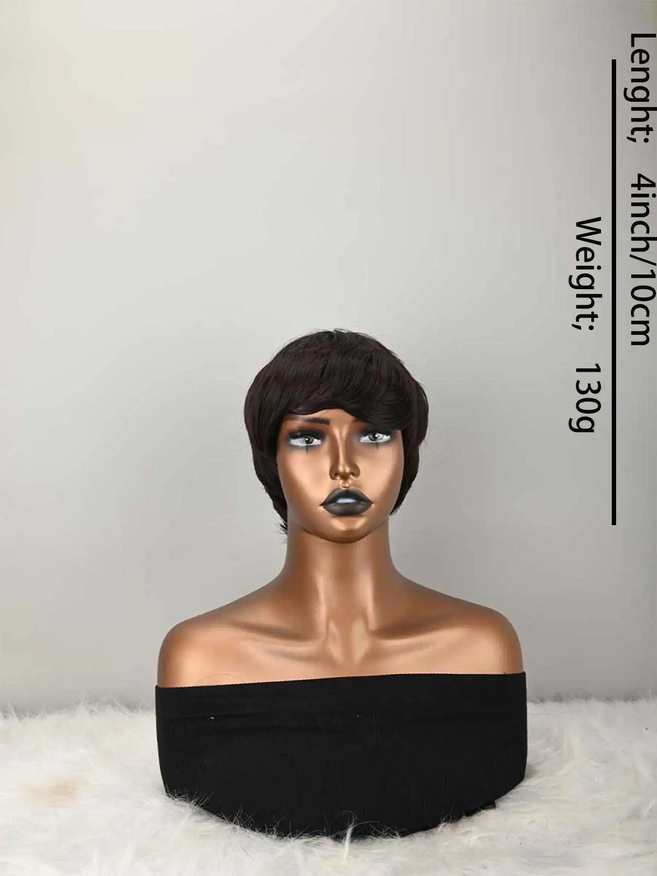 Dark Brown Short Bob Wig For Pixie Cut Wigs Glueless Wig None Lace Front Wig With Bangs Natural dark brown Straight Full Machine Made Short Layered For Daily Use