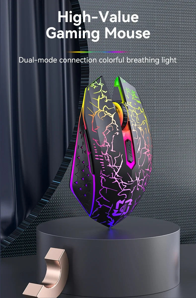 Ratón inalámbrico Bluetooth 5.2, ratón RGB para juegos, ratón silencioso, ratón recargable, ratón de 800-1200-1600 DPI, ratones para PC portátil Macbook