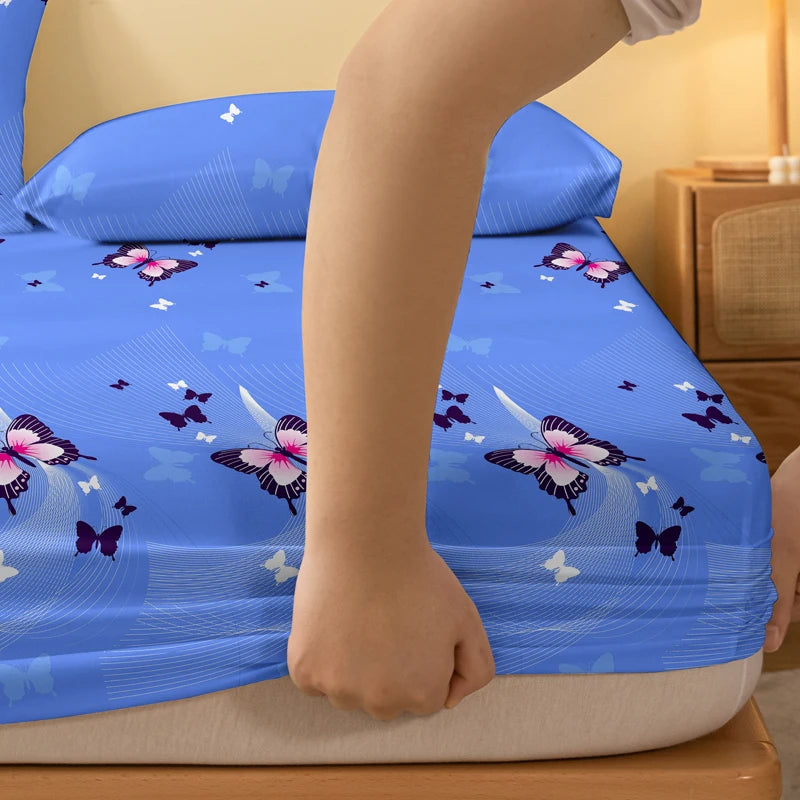 1 stk. utsøkt laken med frostet sommerfugldansmønster, sengeteppe til soverommet med trykk, sengetøy (unntatt putevar)