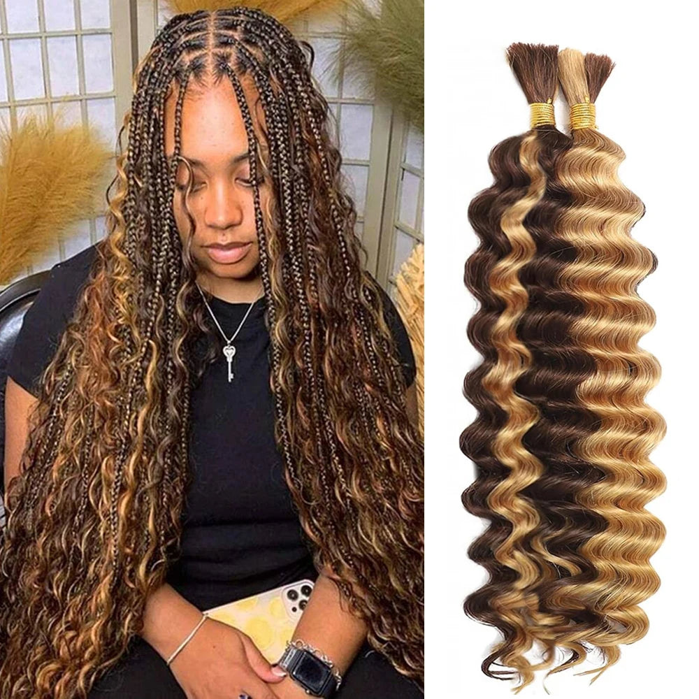 Ombre Honey Blonde Deep Wave Braiding Hair