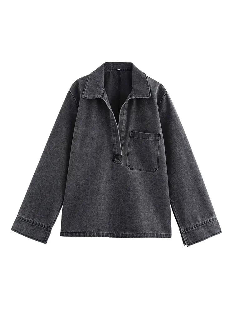 Conjuntos de pantalones anchos con cordón de otoño para mujer, 2 piezas, conjunto de blusa de mezclilla de moda para mujer, conjunto informal de dos piezas para mujer