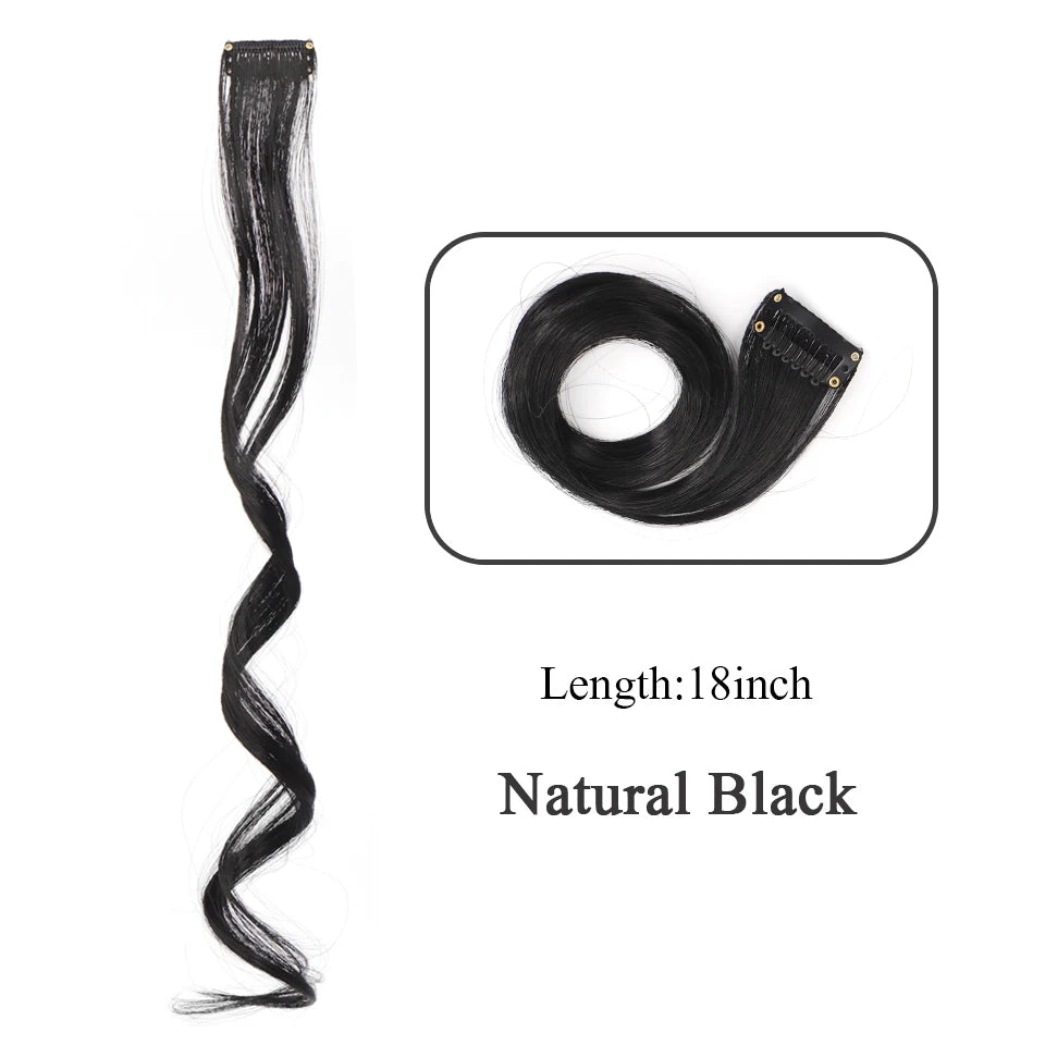 Extensions de cheveux synthétiques longues et bouclées pour femmes, résistantes à la chaleur, à clipser, couleur or, gris, violet, rose, rouge