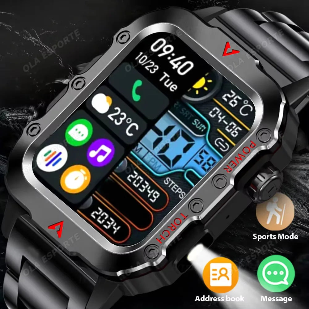 New Sports Smart Watch Bluetooth Call LED Flashlight Multiple Exercise Modes Fitness Waterproof Smartwatch For Men Women