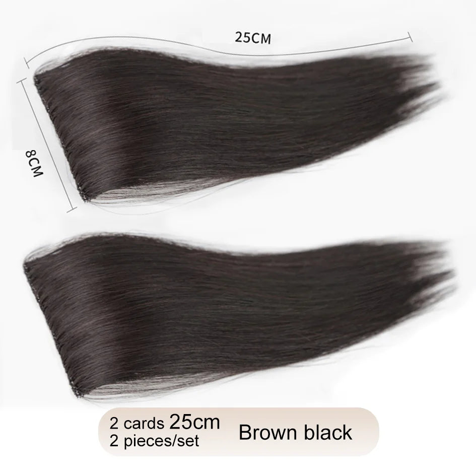 Extensiones de pelo sintético de 2 piezas/juego, extensiones de pelo, aberturas y piezas de repuesto para la parte superior, artefacto de reemplazo