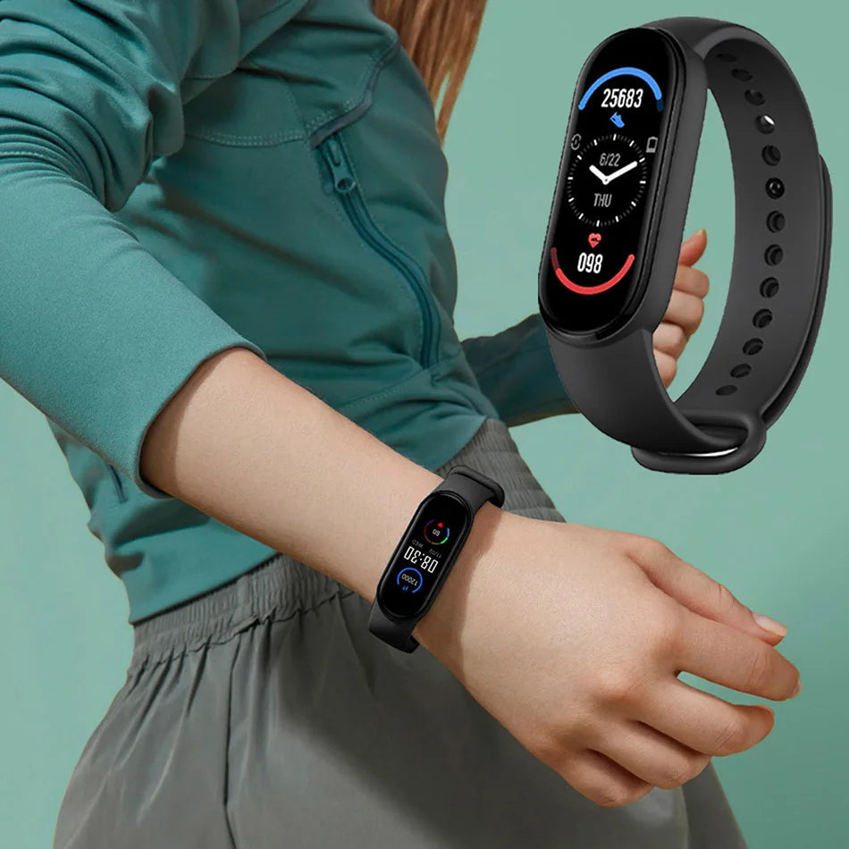M6 Smartwatch Hombre Mujer Pulsera Inteligente de Fitness Banda Deportiva Monitor de Frecuencia Cardíaca y Presión Arterial Relojes Impermeables Multifunción