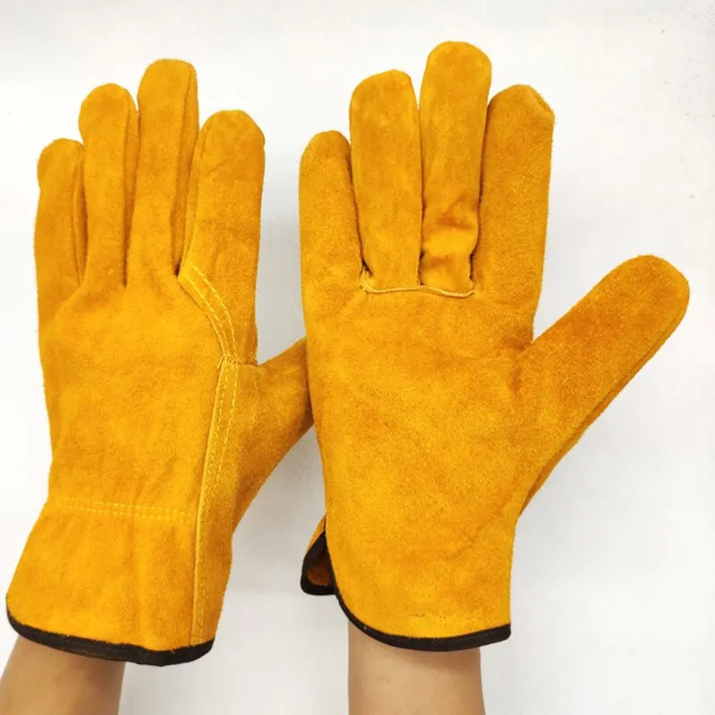 Guantes de trabajo para hombre, de piel de vaca suave, para conductor, caza, conducción, granja, jardín, soldadura, seguridad, protección, guante mecánico