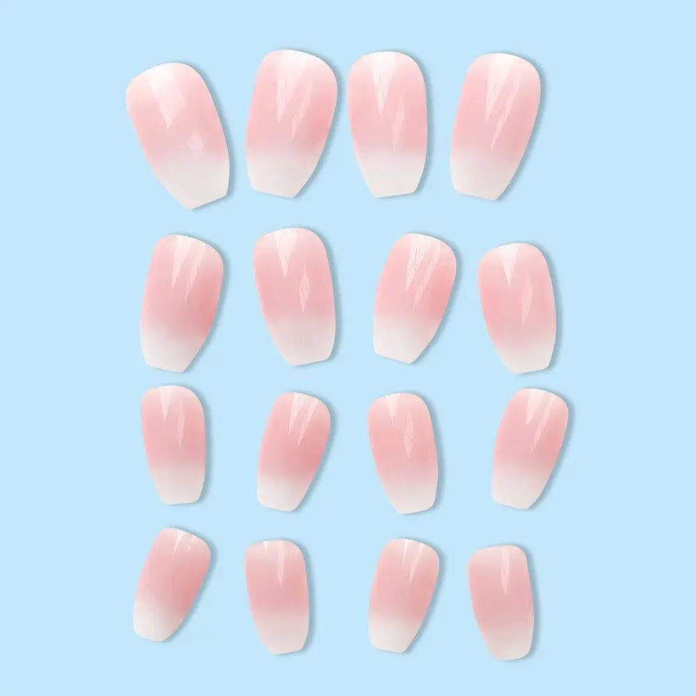 24 stk. Gradient Falske Negler Fransk Ballerina Negler Vanntett Falske Medium Kiste Falske Negler Fingernegler Press-on Negler Tips