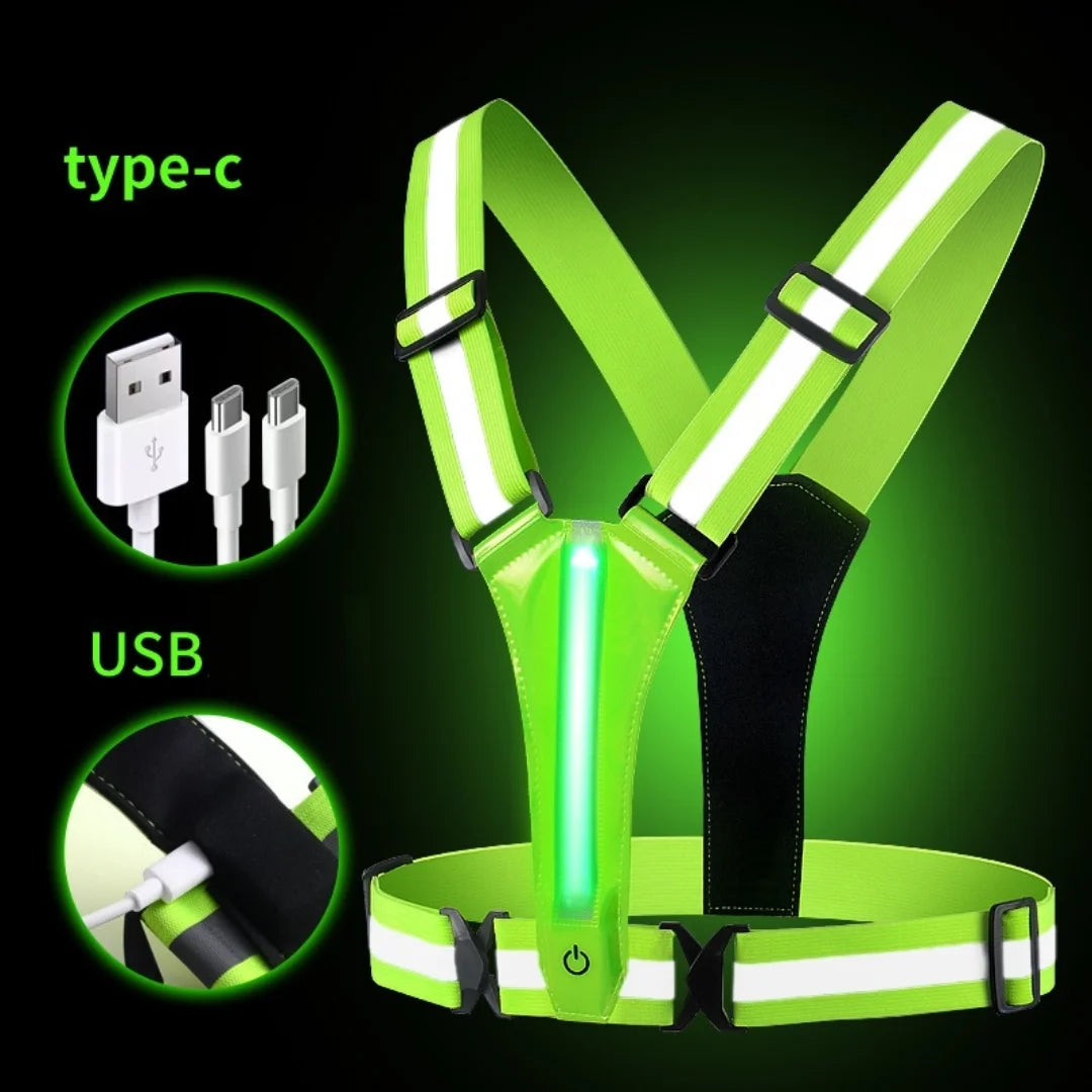 LED-reflekterende tanktopp for nattløping, høy elastisk utendørs sportsklær, sykkel- og løpeutstyr