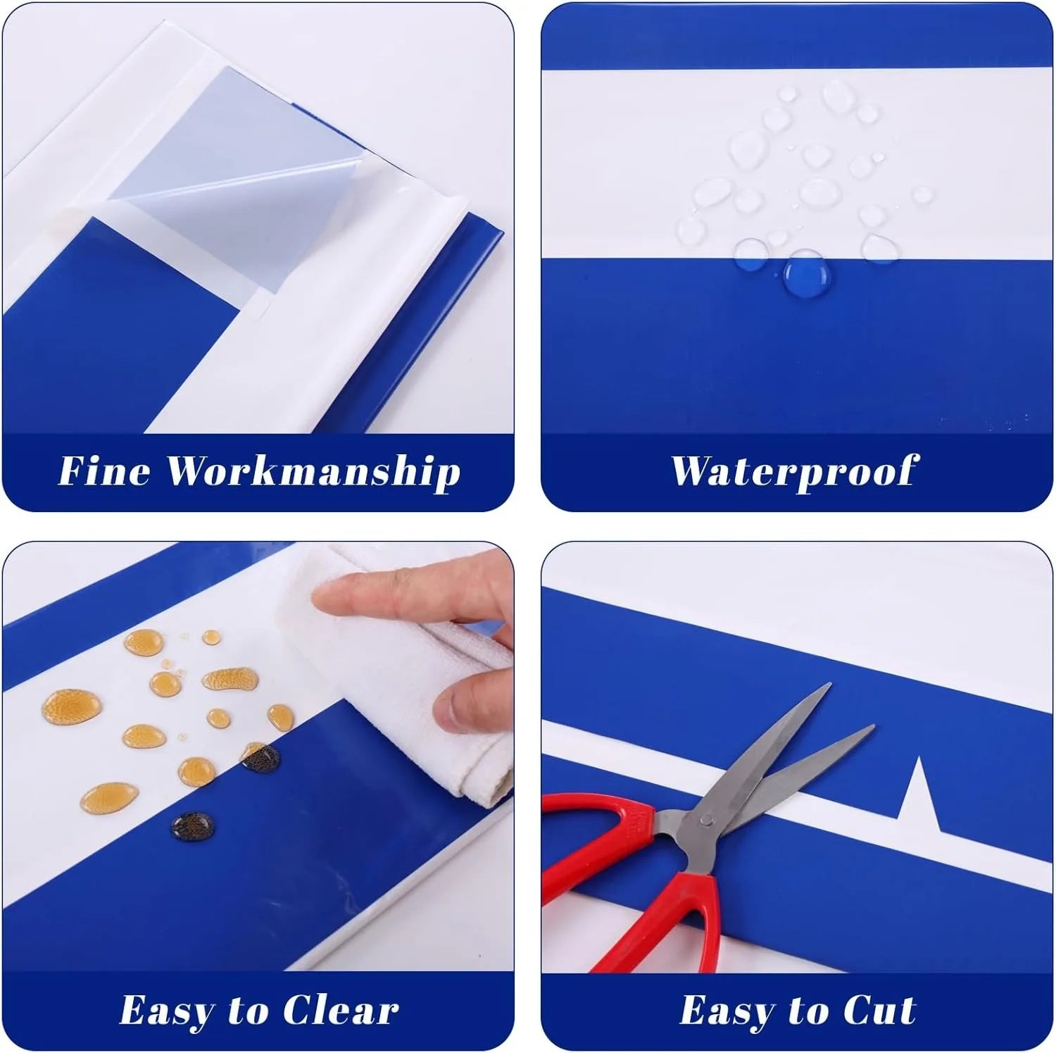 1 nappe rayée bleu et blanc, nappe en plastique imperméable, nappe rectangulaire pour douche ou fête à thème nautique
