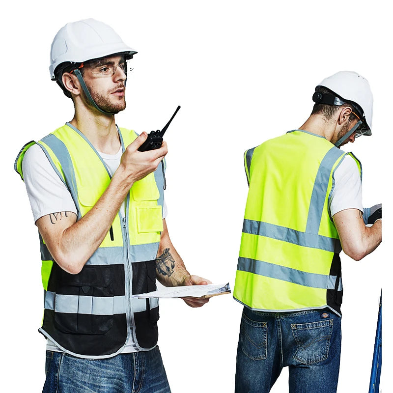 Chaleco Rojo para Hombre Chaleco de Trabajo con Múltiples Bolsillos Ropa de Trabajo de Alta Visibilidad