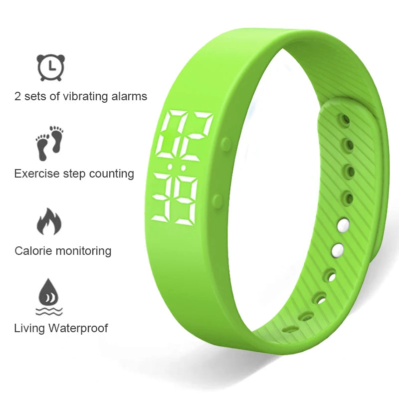 Reloj inteligente Pulsera deportiva Pulsera inteligente con despertador vibrador Pulsera podómetro para estudiantes hombres y mujeres
