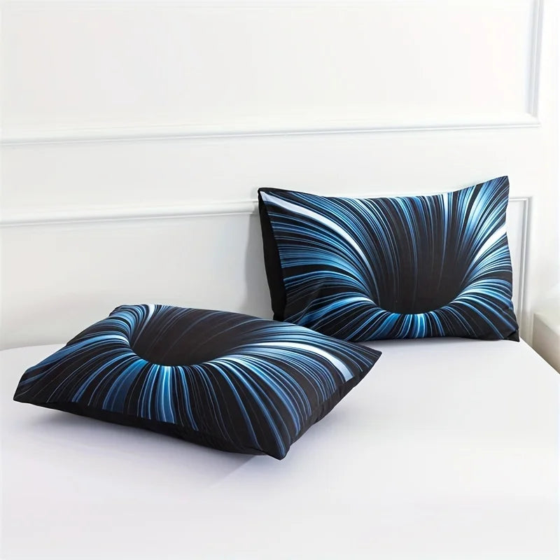 3 stk. dynetrekksett i blått og svart 3D-sengetøy, menn kvinner voksne soveromsdekor komfortabelt og mykt stoff uten putekjerne