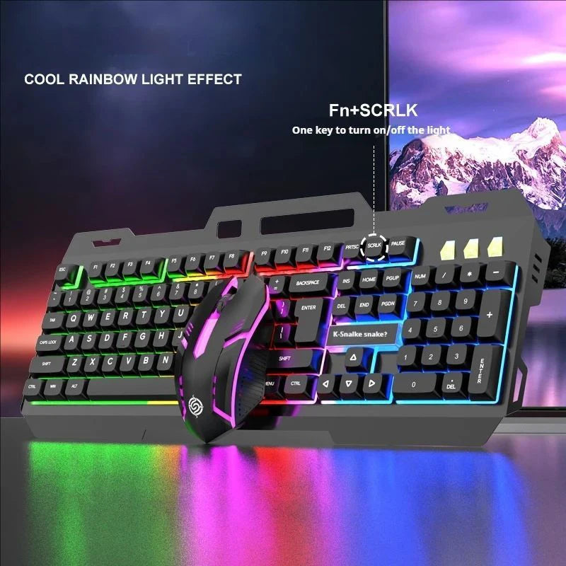 KM520 Keyboard And Mouse Set With Mechanical Touch Illuminated Wired USB Office Games Desktop Computer