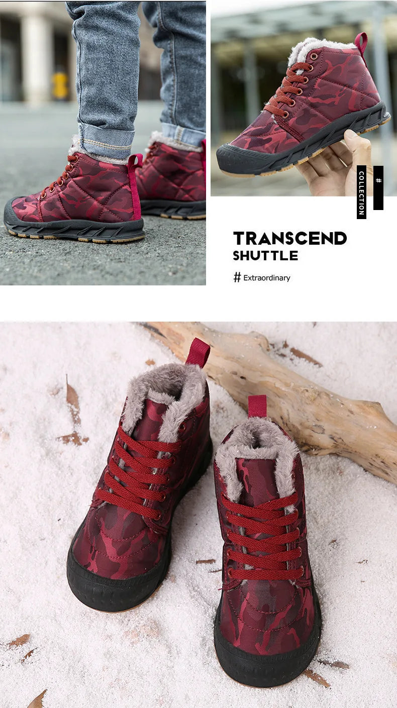 Waterproof Winter Children Snow Boots Warm Outdoor Shoes Boy Girl Short Boots Fashion Comfortable Non-Slip Sneakers Kids Boots