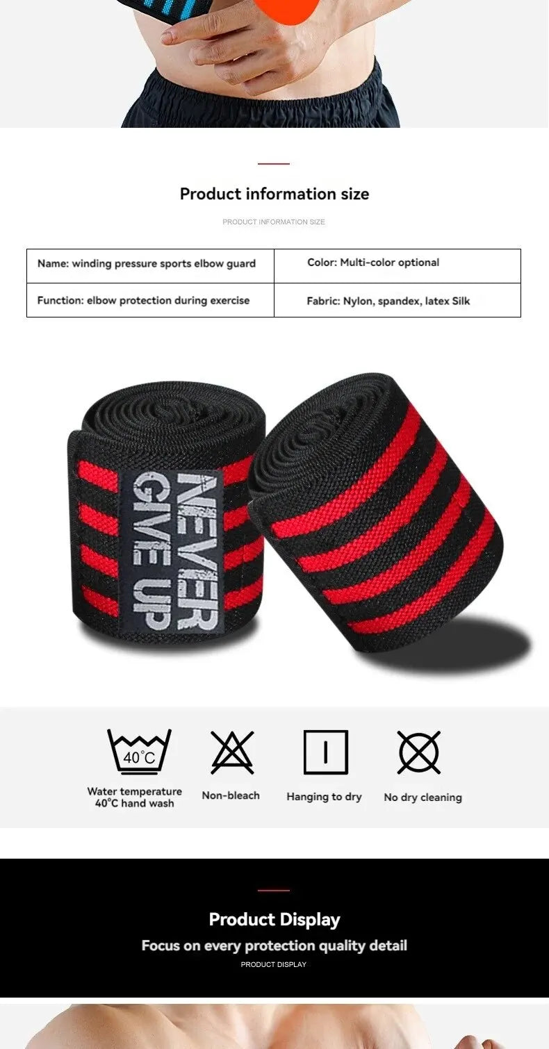 Protector de codo deportivo con vendaje de compresión, almohadilla de codo, equipo de protección para levantamiento de pesas y press de banca, correa potenciadora para gimnasio