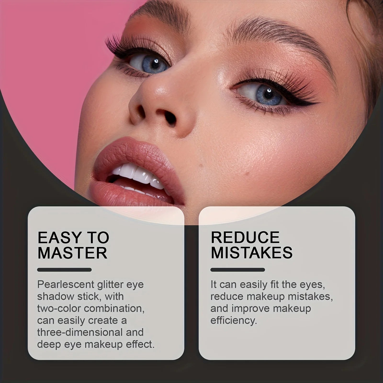 Øyesminkeassistent - 2 spesielle øyenskyggebørster, øyenskyggeverktøy, raske sminkemaler, øyenskyggeformer, egnet