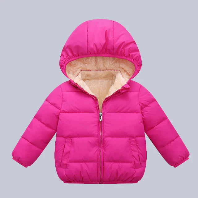Chaqueta polar de invierno para bebés y niños, abrigos de dibujos animados para niños, chaquetas de plumón cálidas con capucha para otoño, ropa de abrigo cálida de felpa para niñas