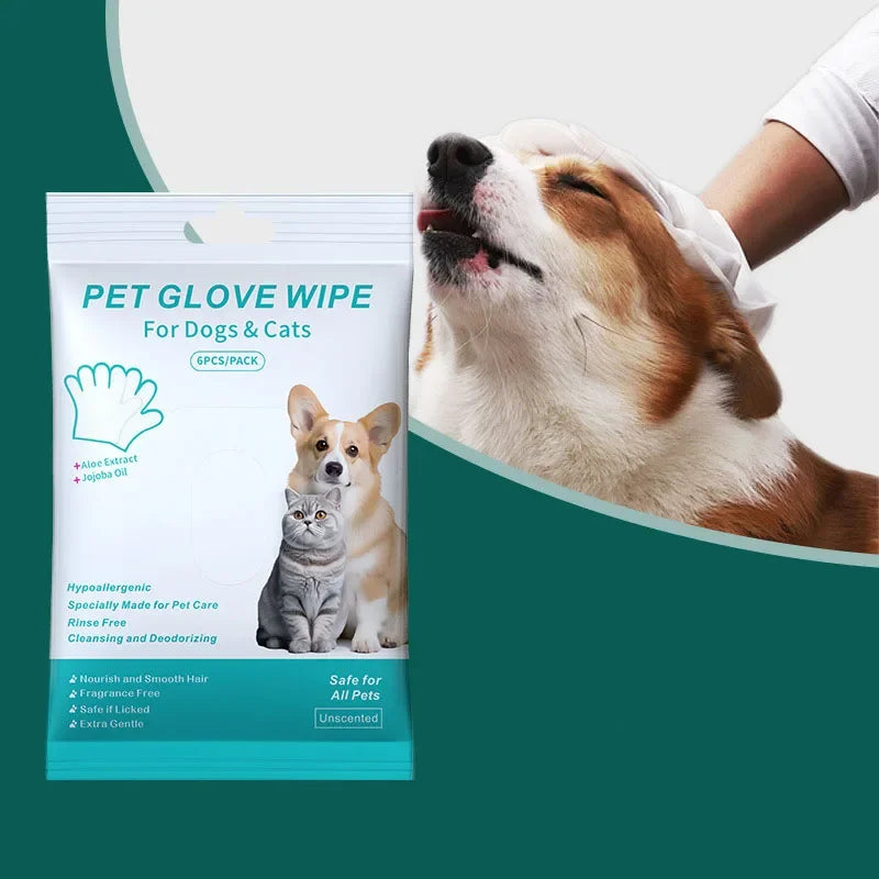 Guantes desechables para limpieza de mascotas, guantes de baño para gatos y perros, toallitas húmedas, guantes desodorizantes para el cuidado diario