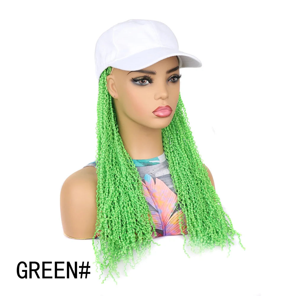 SQRDGQ Synthetic Braided Hair Hat Wigs for Woman 14inch Bug Black Blonde Braided Extensions with Baseball Cap Woman Wigs