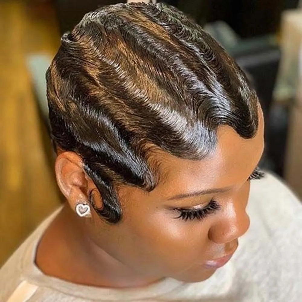 Peluca Pixie con Ondas al Agua