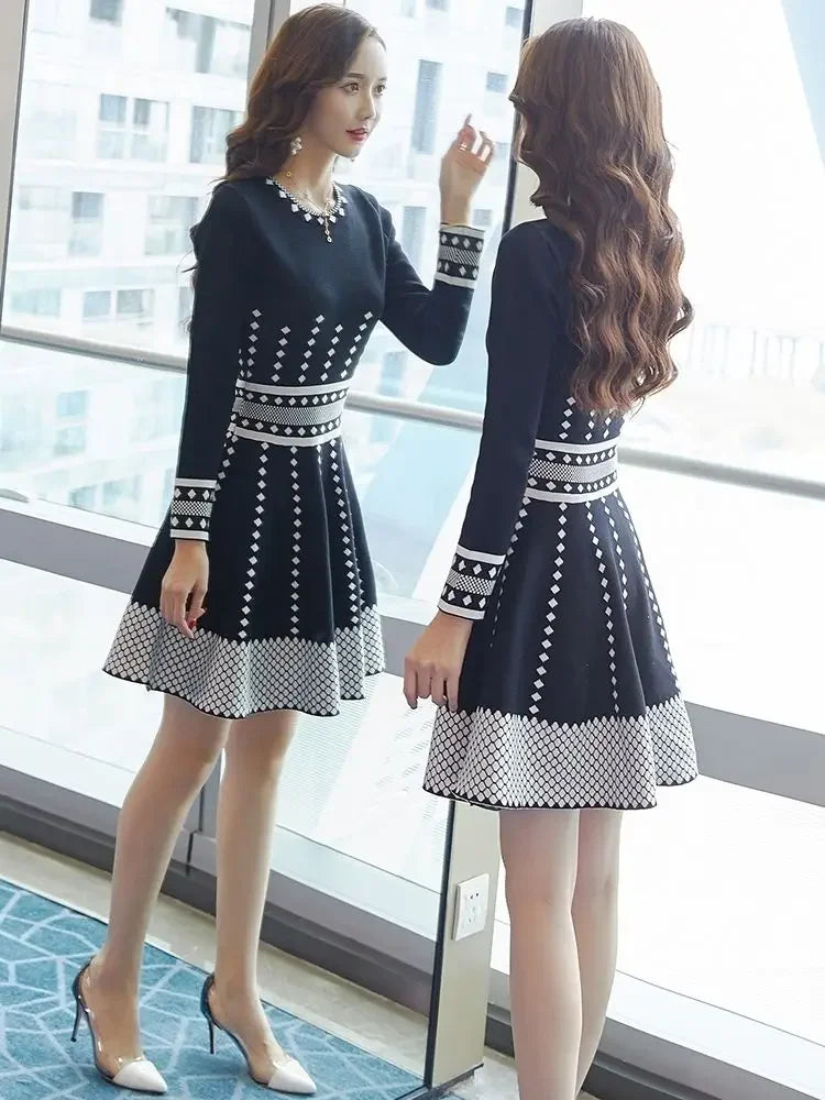Vestido de manga larga para mujer a la moda, vestidos midi para mujer, elegante y bonito, casual, juvenil, verano 2025, otoño, invierno, ropa de lujo