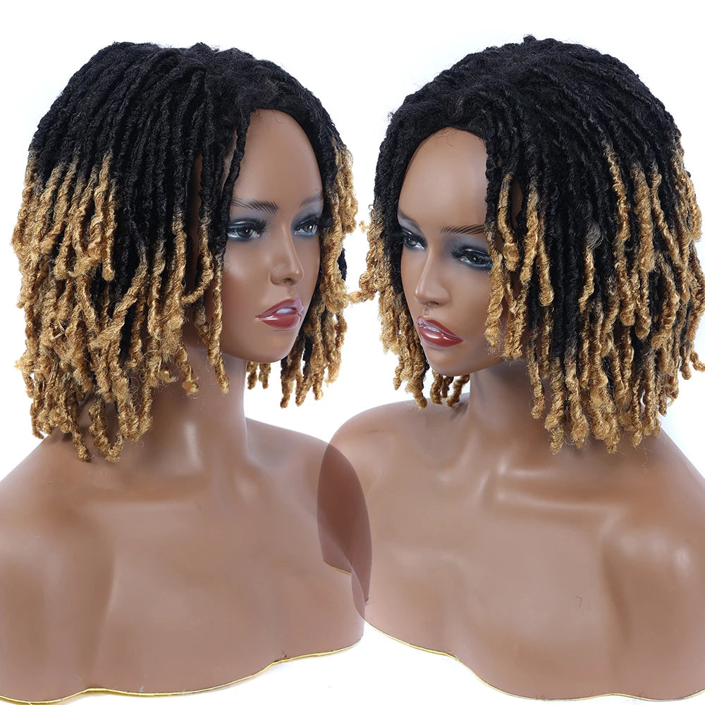10Inches Braided Wigs Afro Bob Wig Synthetic DreadLock Wigs For Black Woman Short Curly Ends Cosplay Yun Rong Hair