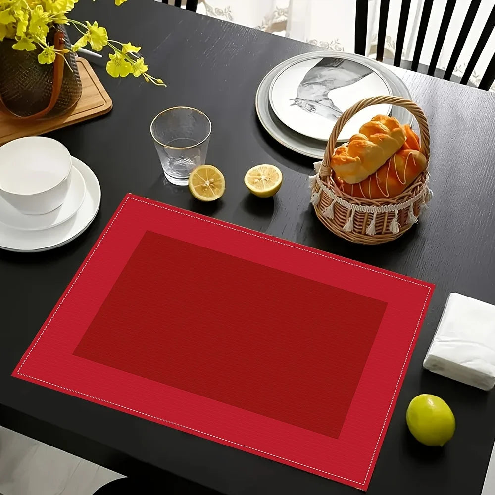 Manteles Individuales Rojos Elegantes, Resistentes al Calor, Lavables a Máquina, Para Cenas Diarias, Banquetes Festivos, Fiestas, Decoración del Hogar