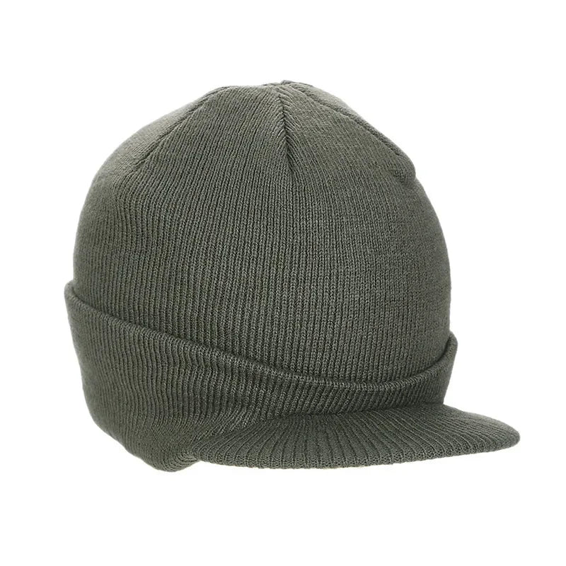 Gorro Holgado de Punto de Invierno para Hombre y Mujer, Gorro Grande a la Moda con Visera Estilo Militar, Gorro de Lana Cálido, Gorro de Esquí de Pato de Otoño, de Punto