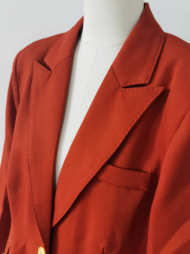Conjunto de dos piezas de blazer corto informal retro de invierno para mujer y pantalones de pierna ancha, traje de color liso con cierre en la cintura
