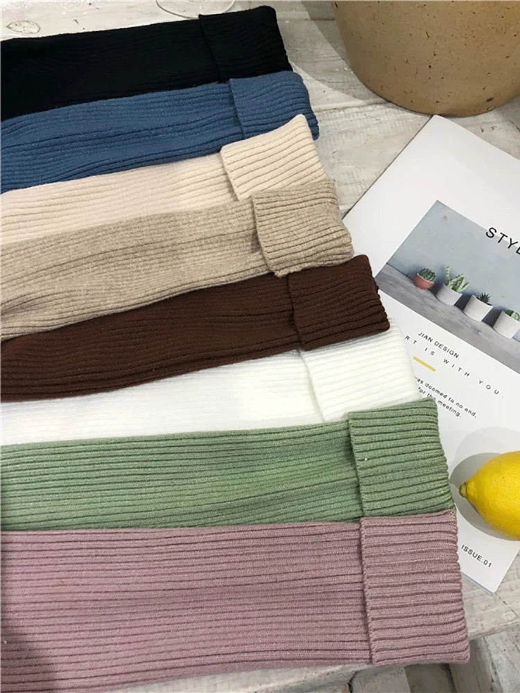 Jersey de cuello alto para mujer, blusa de otoño e invierno, jersey coreano ajustado para mujer, suéter de punto, jersey para mujer, invierno