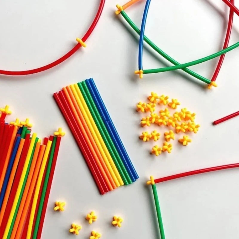 Jouets de construction de paille à faire soi-même, jouets éducatifs d'ingénierie de motricité colorée, jouets de construction STEM