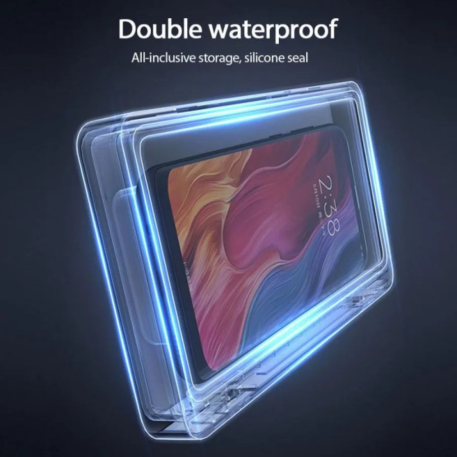 1 coque de téléphone étanche pour salle de bain, écran tactile, antibuée, fixation murale, sans trou d'étanchéité