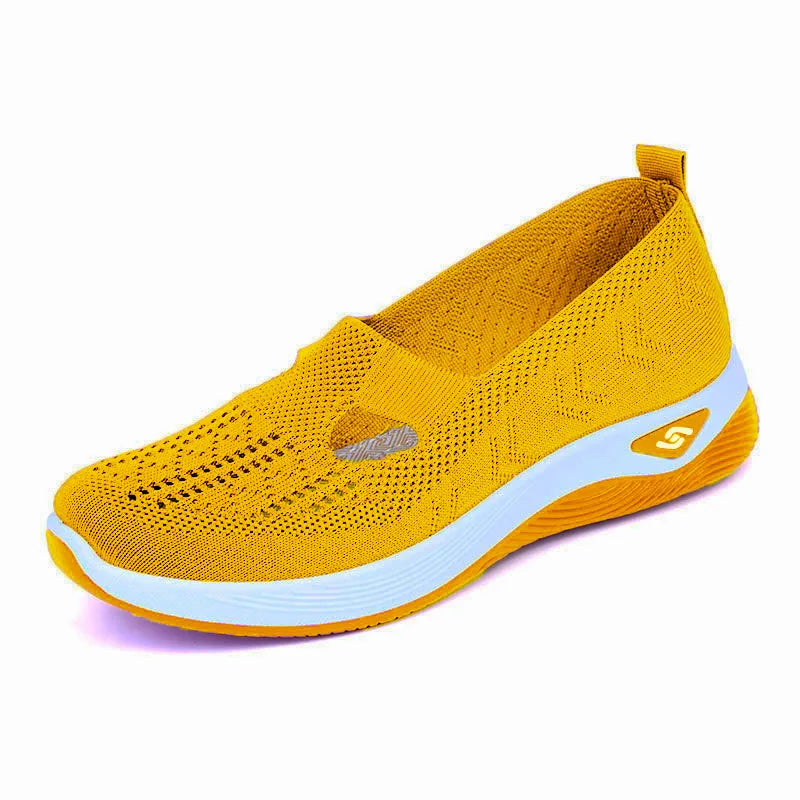 Zapatillas de verano para mujer de malla transpirable, ligeras, sin cordones, plataforma plana, informales, antideslizantes para caminar, tejidas
