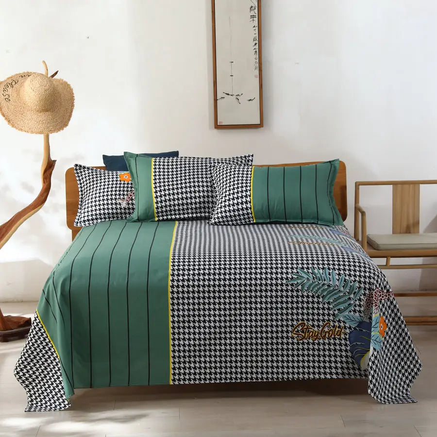 1 Sábana Bajera Textil Hogar Moderna Poliéster Algodón Sábanas Planas Ropa de Cama Tamaño Individual Queen King (Sin Fundas de Almohada)