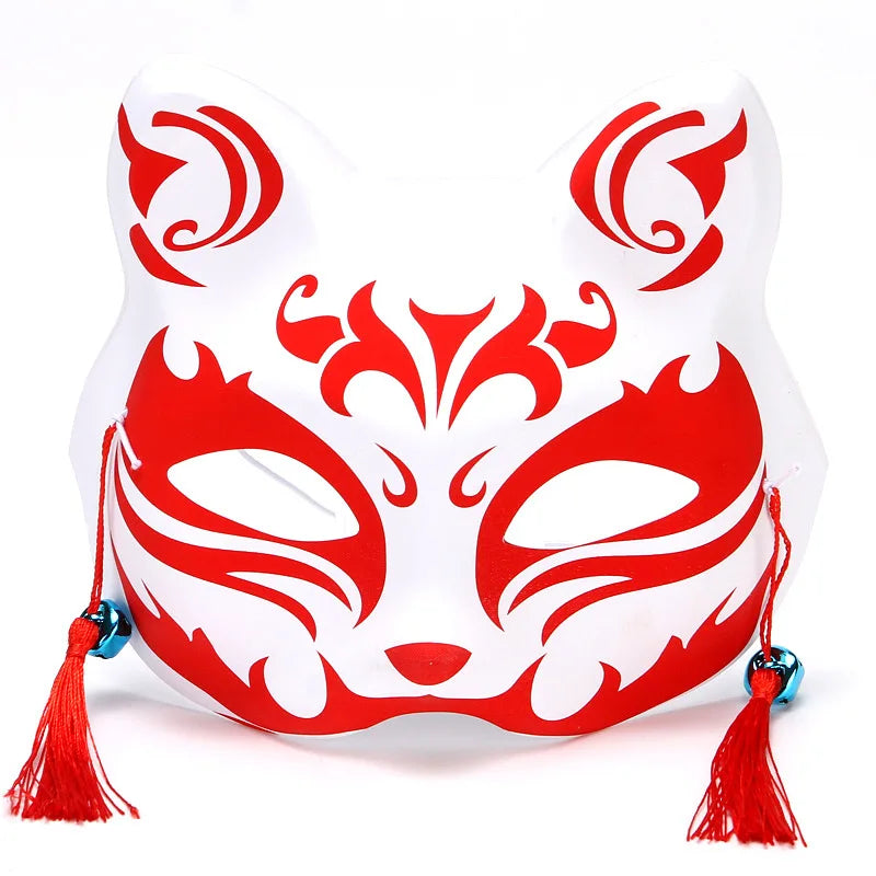 Máscara de conejo de estilo japonés, máscaras de media cara, zorros, conejo, accesorios de cosplay, máscaras de fiesta de disfraces de Halloween, máscara de anime para mujeres y hombres