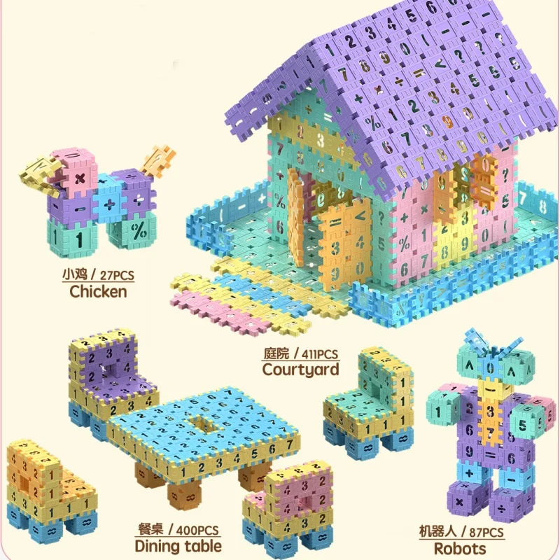 Blocs de construction emboîtables pour enfants, jouet amusant et éducatif, ensemble de construction pour compétences, jouets éducatifs, cadeau, puzzle numérique à faire soi-même