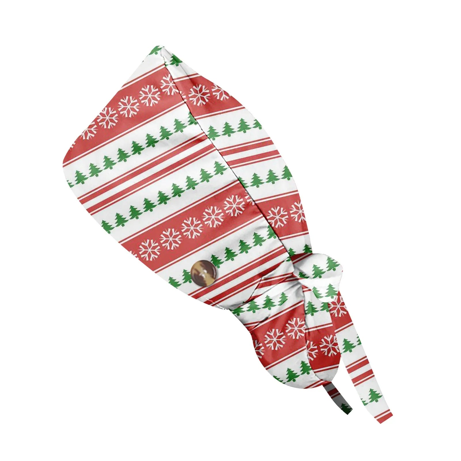 Gorro de Trabajo de Pelo Largo con Estampado Navideño a la Moda, Gorro de Trabajo Ajustable, Gorro de Enfermería para Salón de Belleza, Gorro Quirúrgico Femenino, Gorros de Enfermera