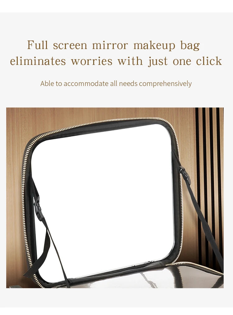 Bolsa de maquillaje, neceser de viaje de gran capacidad, impermeable, organizador de cosméticos con compartimento para brochas de maquillaje y asa para mujer