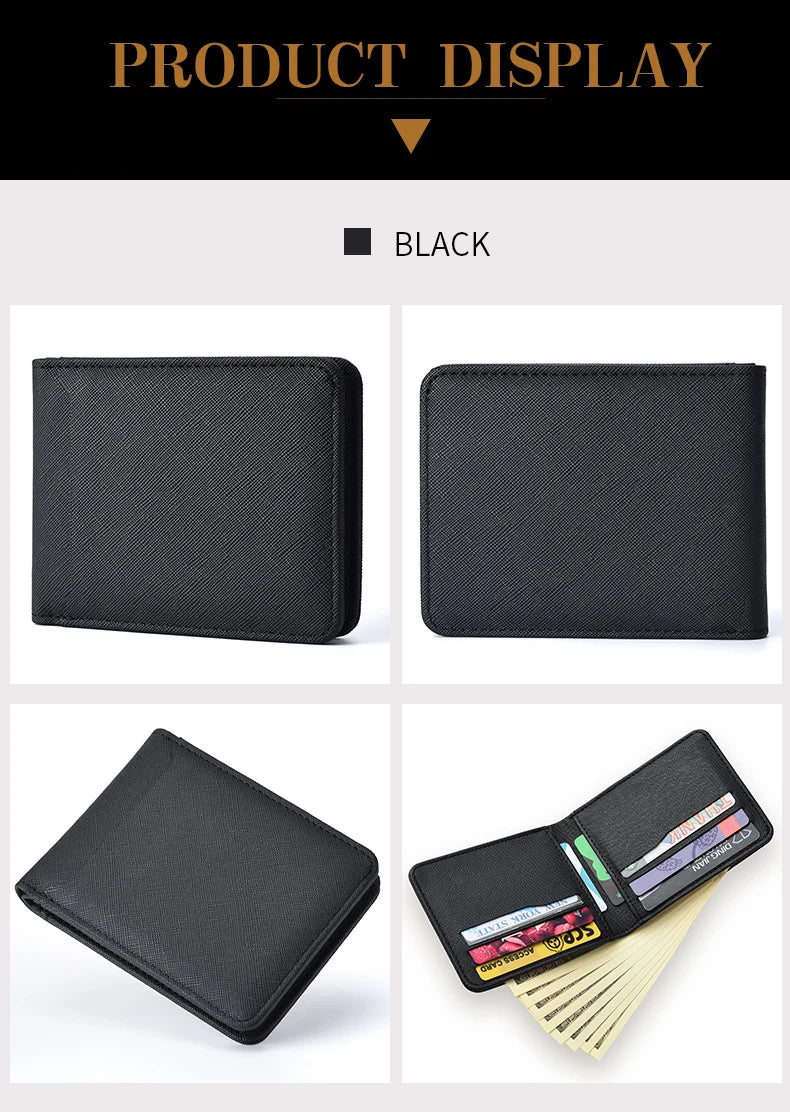 Cartera corta simple de color liso, tarjetero de negocios, cartera de hombre, tarjeta de identificación, tarjeta bancaria, cartera de hombre