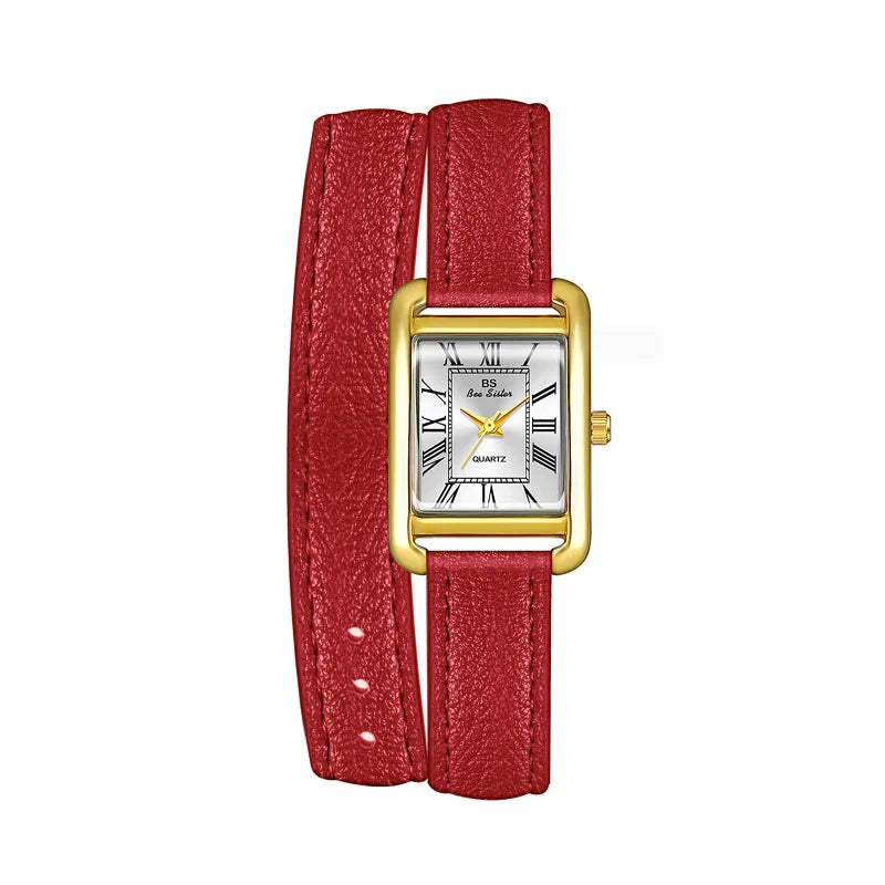 Reloj de mujer elegante retro pequeño cuadrado, correa de cuero de alta calidad, reloj de pulsera impermeable, regalo para novia