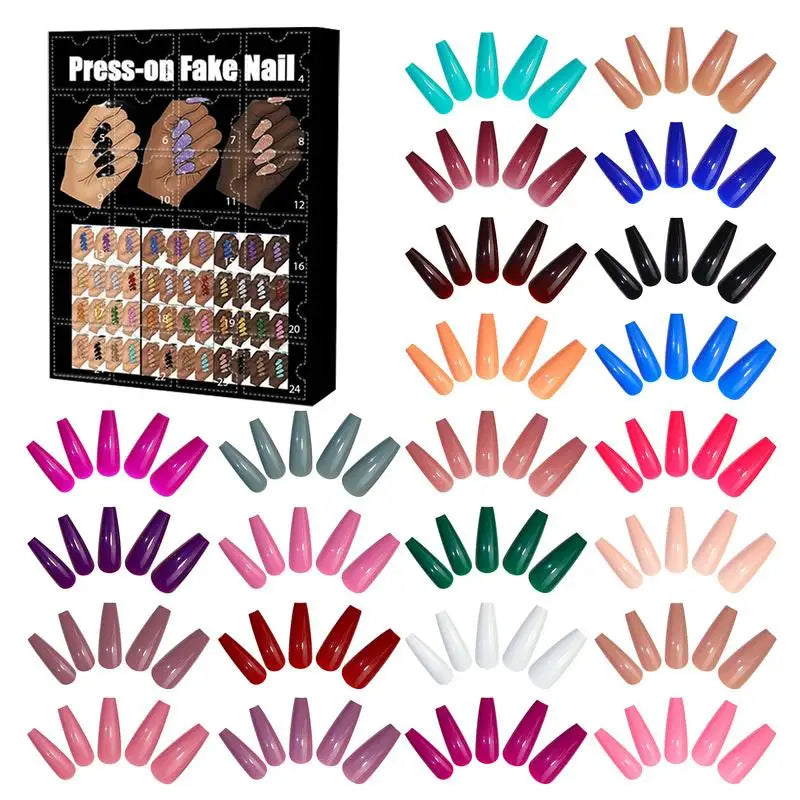Fake Nail Countdown Calendar 24 Days Fake Nails Christmas Advent Calendar Creative Countdown Calendar Multifunctional Christmas