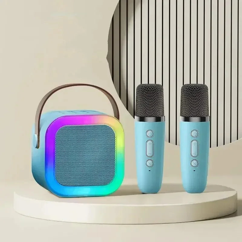 K12 Karaoke Machine Portable Bluetooth 5.3 PA Speaker System with 1-2 Wireless Microphones Home Family Singing Children's Gifts