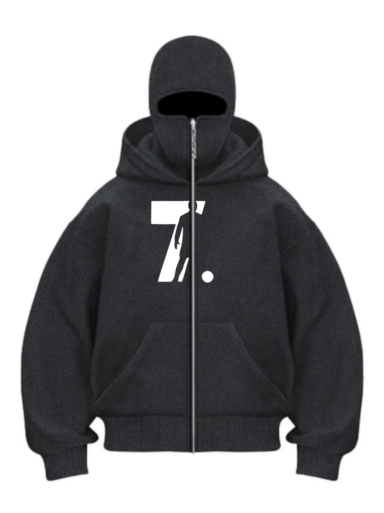 Balaclava Men Zip Hoodie Winter Warm Casual Sweatshirt Y2K with Hooded Face Mask Zipper Design Sports Jacket Outdoor Activities