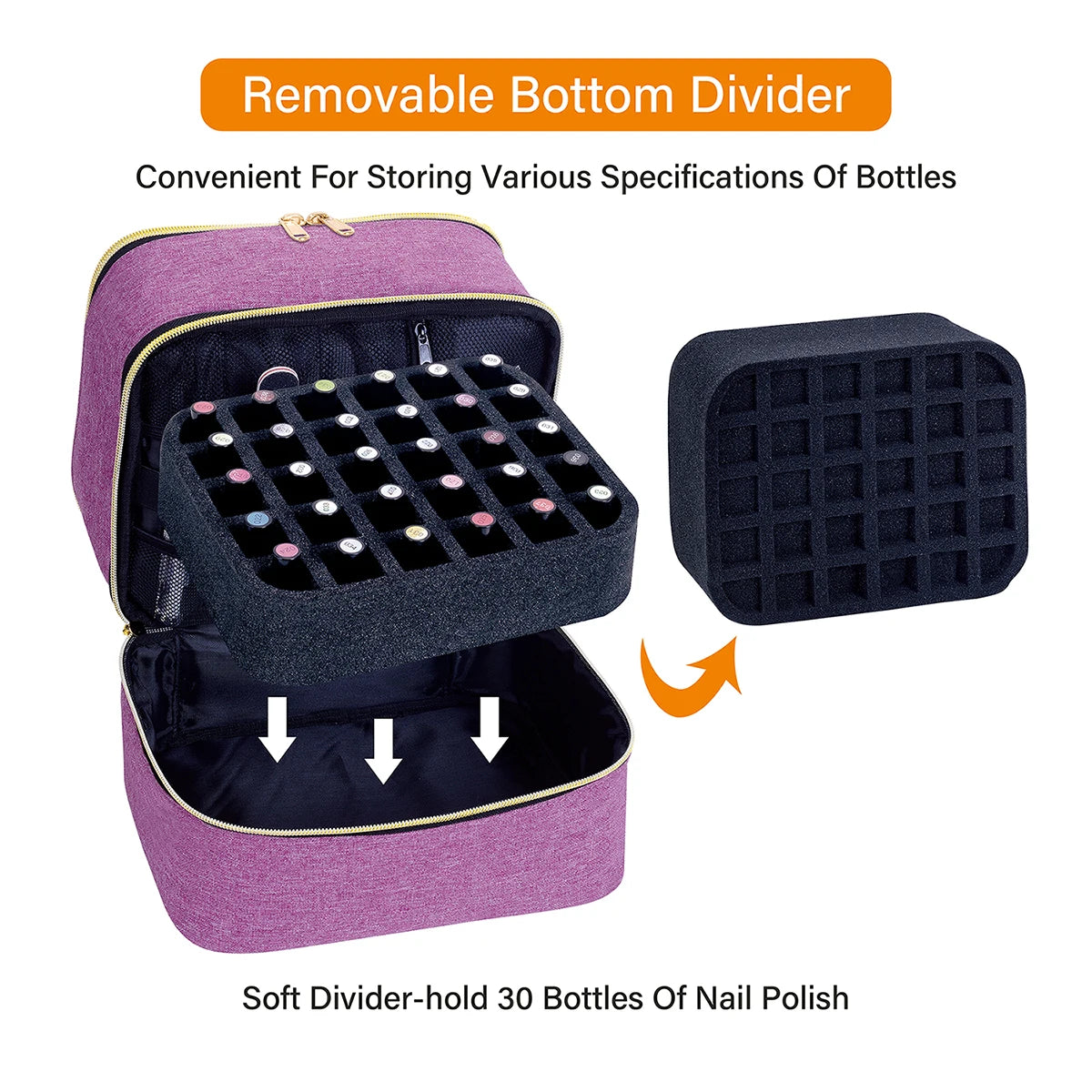 UOZL Neceser doble capa para esmaltes de uñas