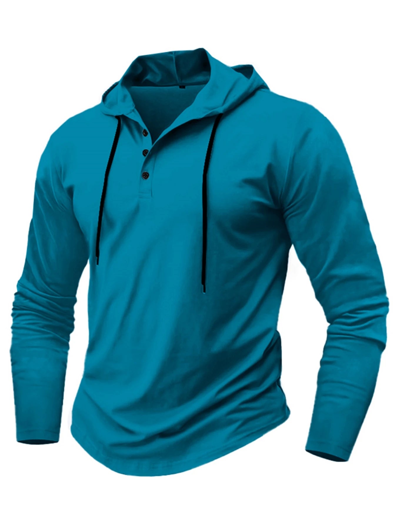 Sudadera con capucha deportiva para hombre, ajustada, de manga larga, con cordón, transpirable, informal