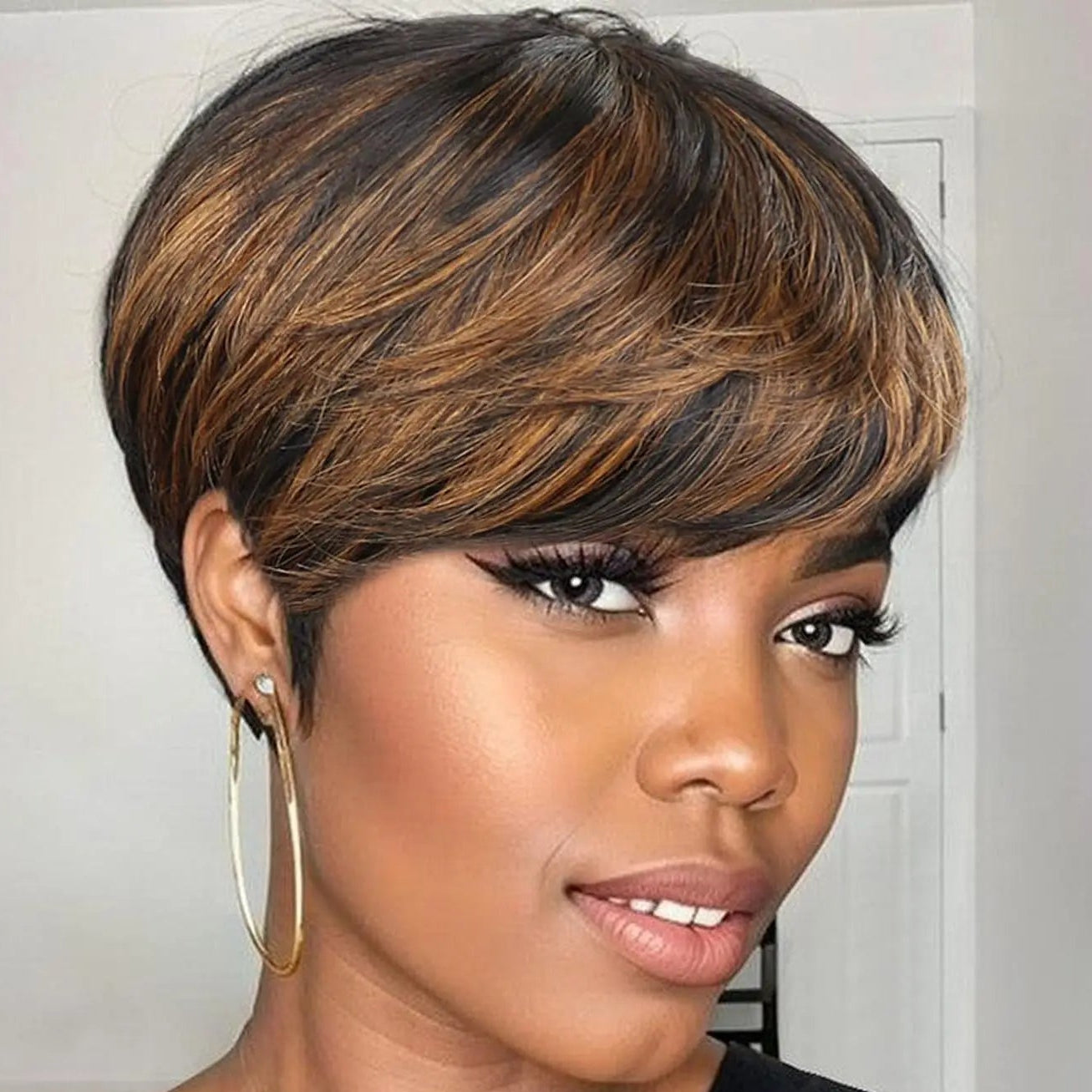 Brown Highlight Pixie Wig