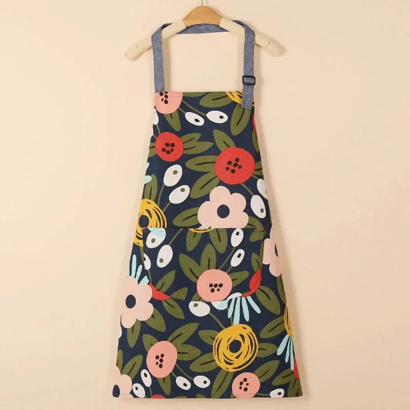 1 ud. Delantal de moda de tela de algodón, impermeable, engrosado, resistente a la suciedad, delantal de cocina y ropa de trabajo para el hogar, ropa de trabajo de jardinería