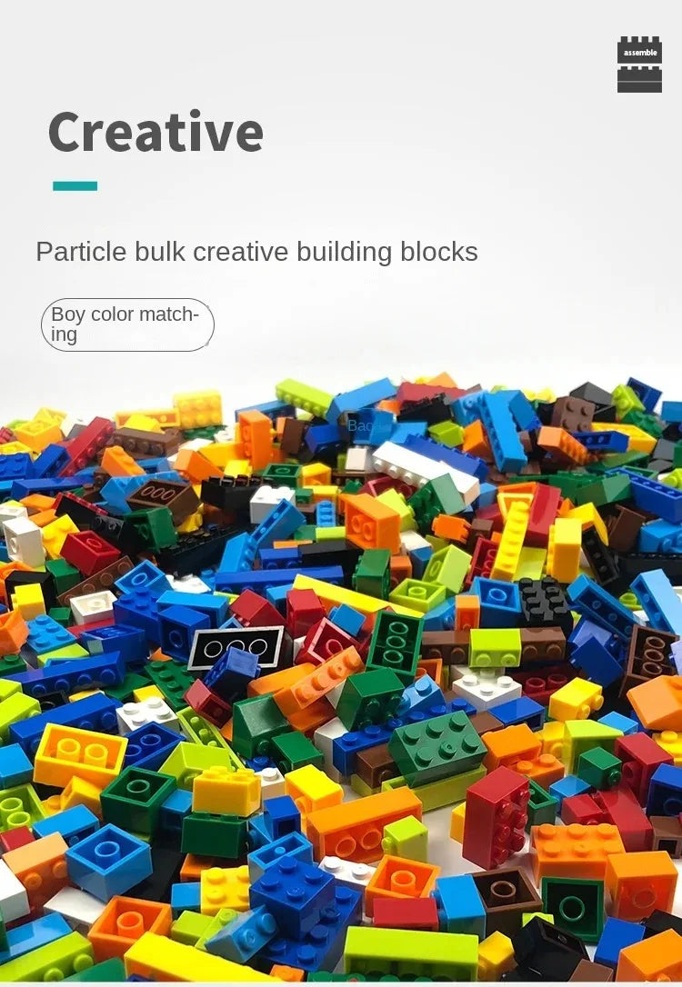 1000 Piezas de bloques de construcción creativos a granel Urban Classic Set, bloques de construcción ensamblados, regalo de cumpleaños, juguetes educativos para niños.
