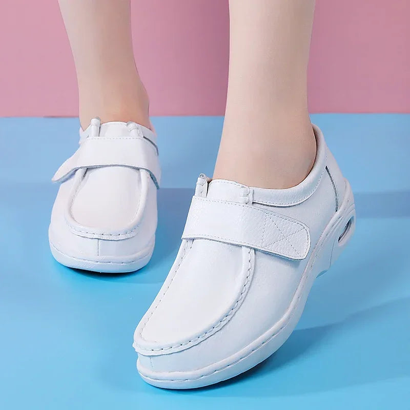 Women Platform Wedges Casual White Shoes Soft Nurse Work Shoes Hollow Out Breathable Comfort Non-slip Nursing Shoes
